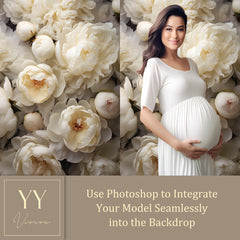 22 White Peony Flowers Digital Backdrops Sets for Wedding Maternity Photography Floral Photoshop Background