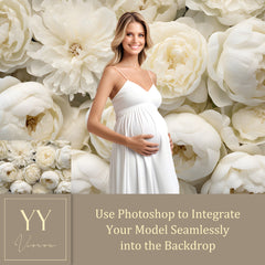 22 White Peony Flowers Digital Backdrops Sets for Wedding Maternity Photography Floral Photoshop Background