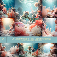 20 Landscape Corals Under the Sea Digital Backdrops Sets for Kids Adventure Photography Fine Arts Studio Photoshop Background