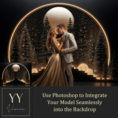 40 Golden Arch &amp; Weihnachtsbäume digitale Hintergründe Sets für Hochzeit Mutterschaft Valentinstag Fotografie Fine Arts Studio Hintergrund