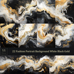 22 Fashion Portrait Hintergrund Weiß Schwarz Gold Digitale Hintergründe Sets für Schwangerschaft Abschluss Fotografie Fine Arts Textur Photoshop