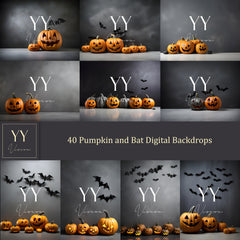 40 Halloween Kürbis und Fledermaus digitale Hintergründe Sets für Urlaub Kinder Fotografie Fine Arts Studio Photoshop Hintergrund