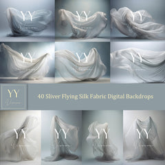 40 Grey Flying Silk Fabric Digital Backdrops Sets for Maternity Photography Fine Arts Wedding Studio Photoshop Background