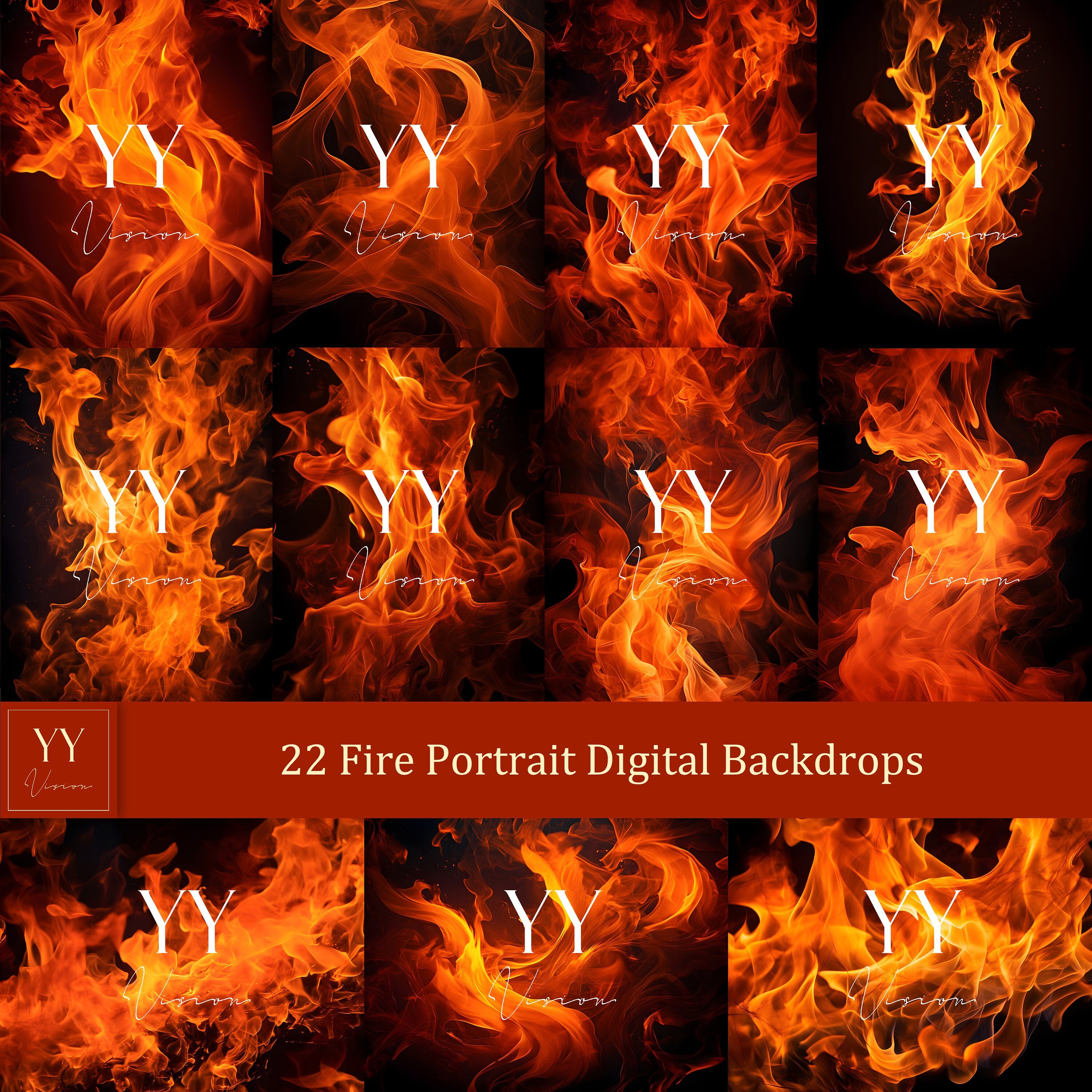 22 arrière-plans de portrait de feu ensembles de toiles de fond numériques pour la photographie scolaire de sport beaux-arts texture studio Photoshop