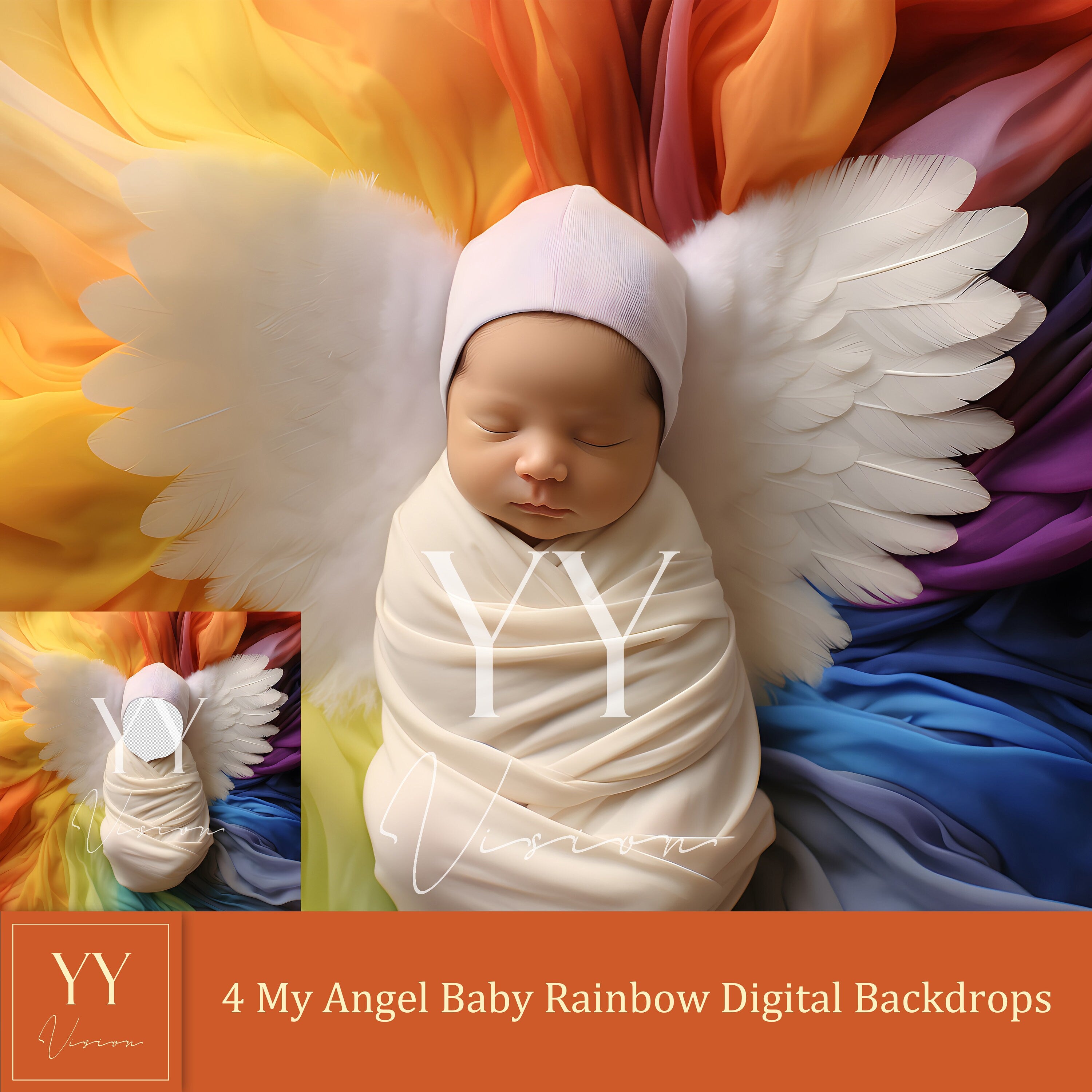 4 My Angel Baby Rainbow Digitale Hintergründe Sets für Neugeborene Baby Fotografie Fine Arts Studio Photoshop Hintergrund Poppet Gesicht einfügen