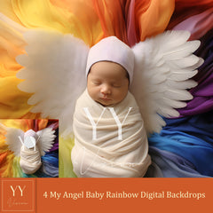 4 My Angel Baby Rainbow Digital Backdrops Sets for Newborn Baby Photography Fine Arts Studio Photoshop Background Poppet Face Insert