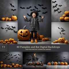 40 Halloween Kürbis und Fledermaus digitale Hintergründe Sets für Urlaub Kinder Fotografie Fine Arts Studio Photoshop Hintergrund