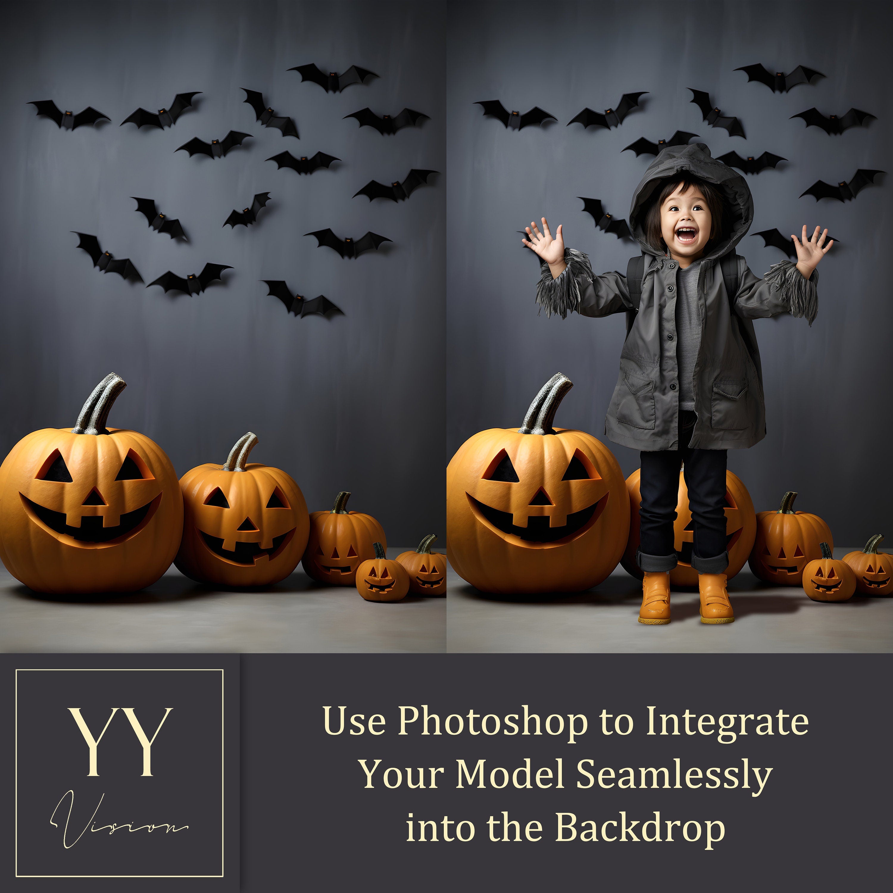 40 Halloween Kürbis und Fledermaus digitale Hintergründe Sets für Urlaub Kinder Fotografie Fine Arts Studio Photoshop Hintergrund