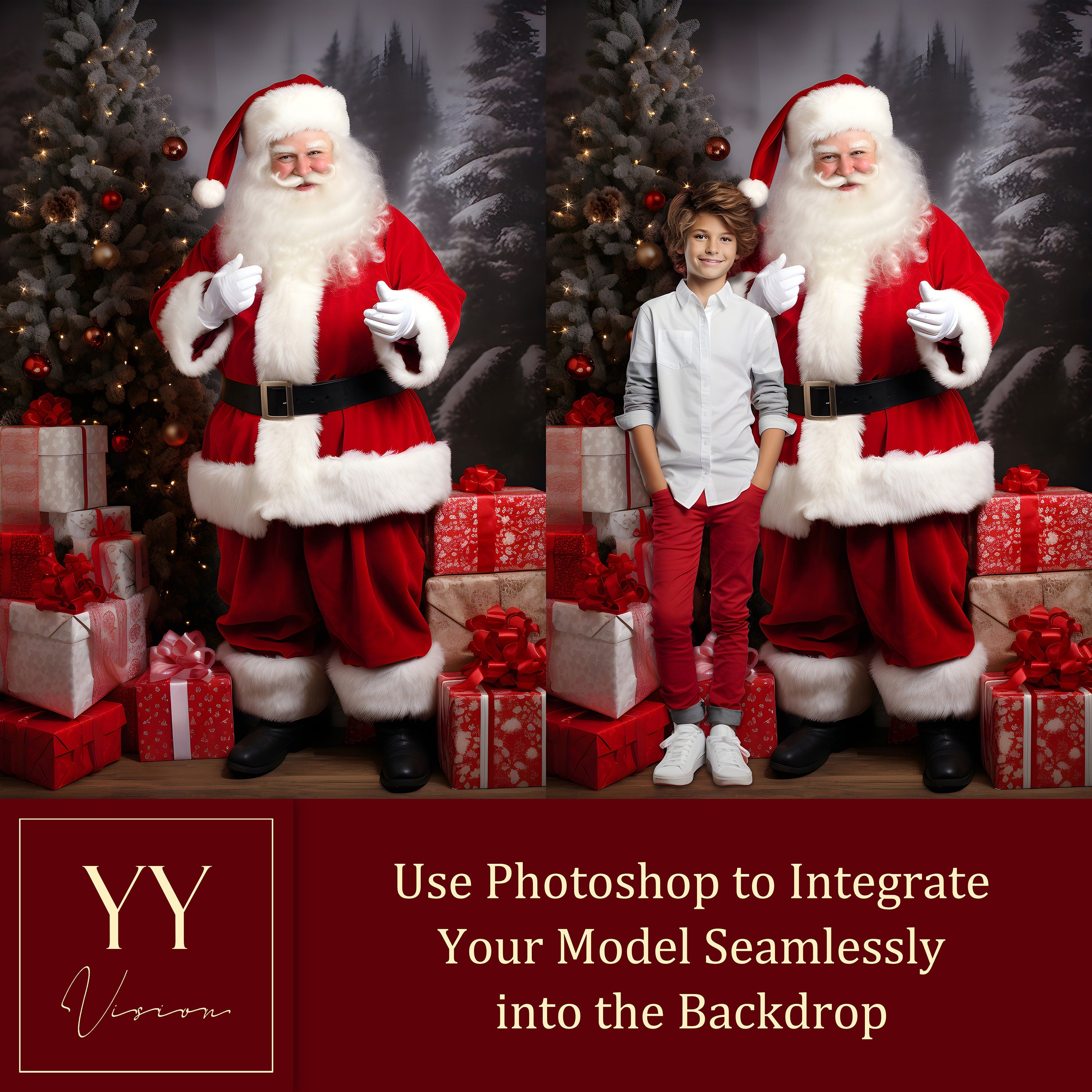 10 Santa Christmas Gift Digital Backdrops Sets for Holiday Photography Fine Arts Studio Background