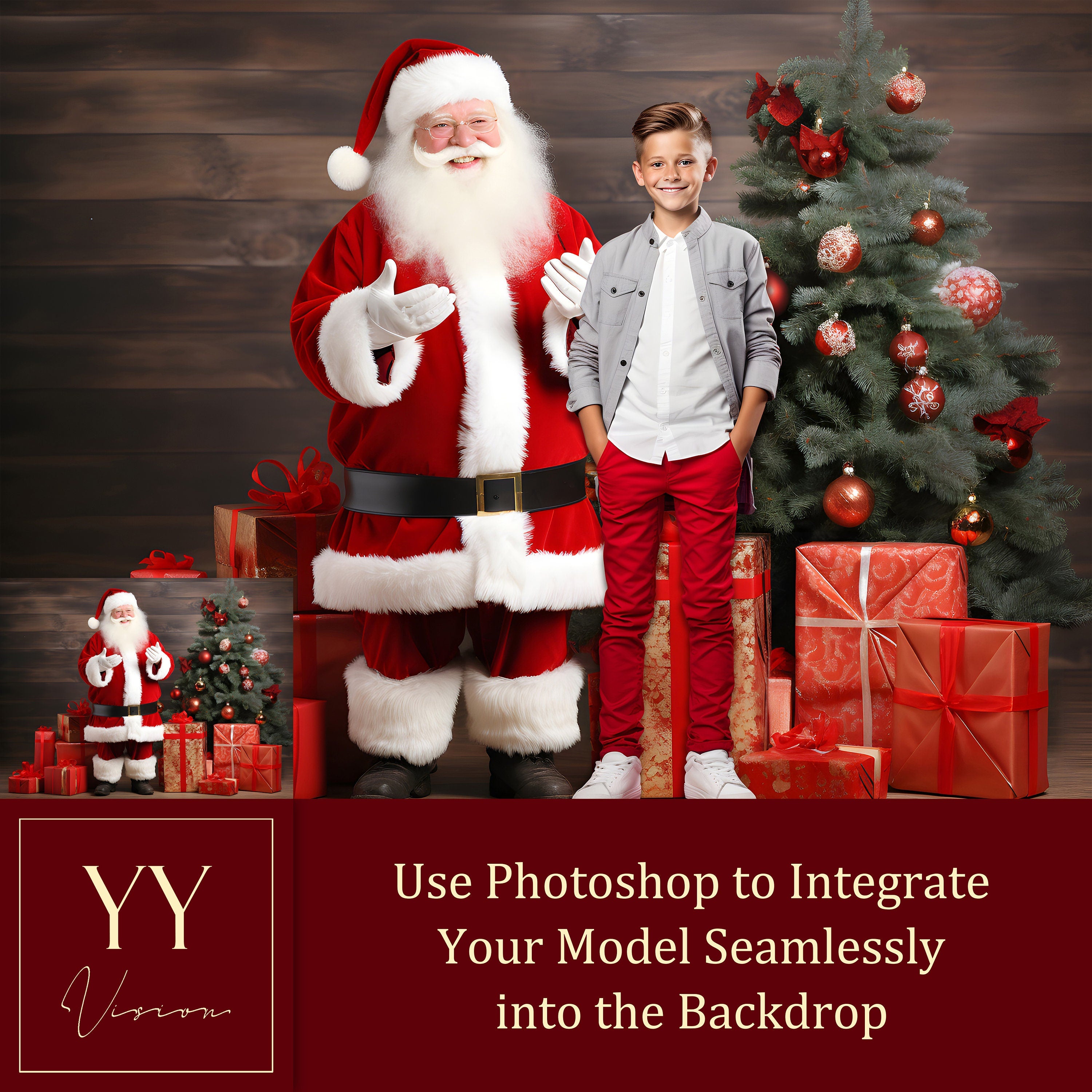 10 Santa Christmas Gift Digital Backdrops Sets for Holiday Photography Fine Arts Studio Background