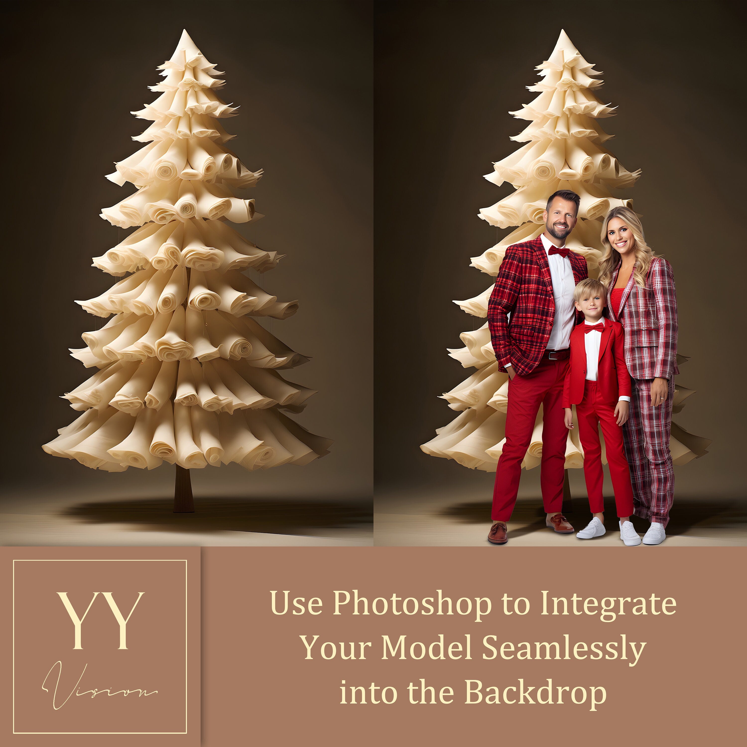 40 weiche Weihnachtsbaum Beige digitale Hintergründe Sets für Weihnachten Urlaub Fotografie Fine Arts Studio Hintergrund