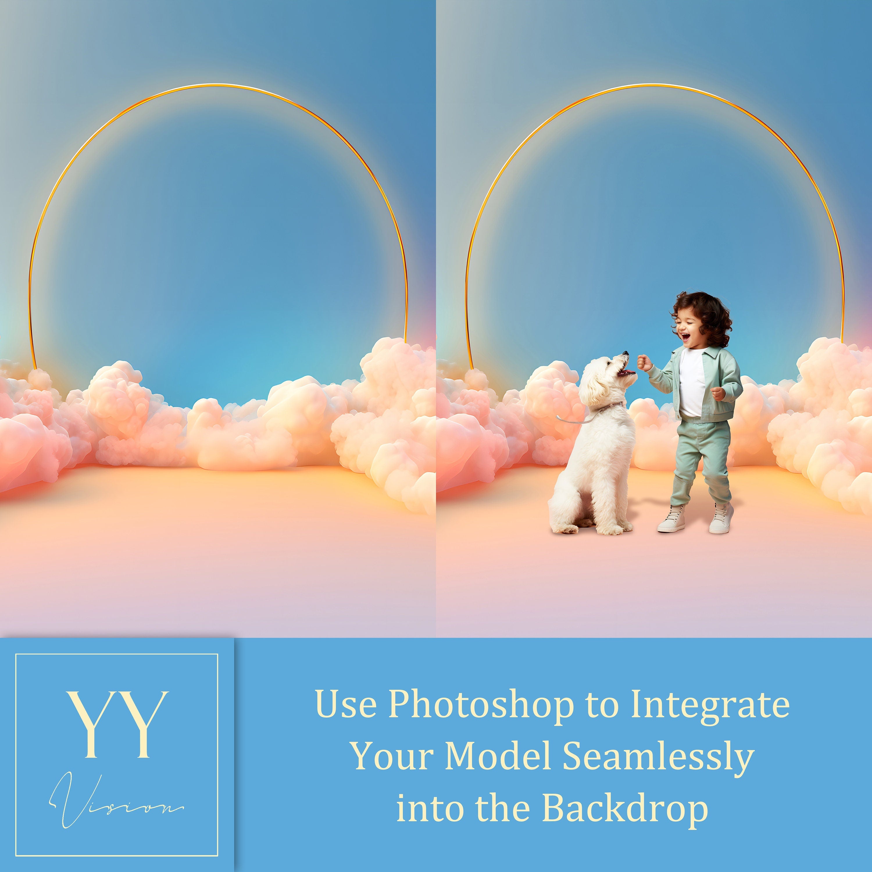 20 Cloud Stage Pastel Digital Backdrops Sets for Christmas Holiday Photography Fine Arts Studio Background