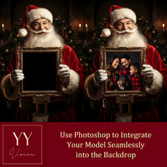 20 Santa Claus Holding Vintage Frame Digital Backdrops Sets for Christmas Gift Family Photography Fine Arts Background