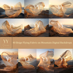 40 Beige Flying Silk Fabric on Mountain Digital Backdrops Sets for Maternity Photography Fine Arts Wedding Studio Photoshop Background