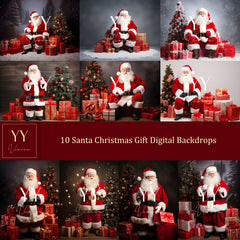 10 Santa Christmas Gift Digital Backdrops Sets for Holiday Photography Fine Arts Studio Background