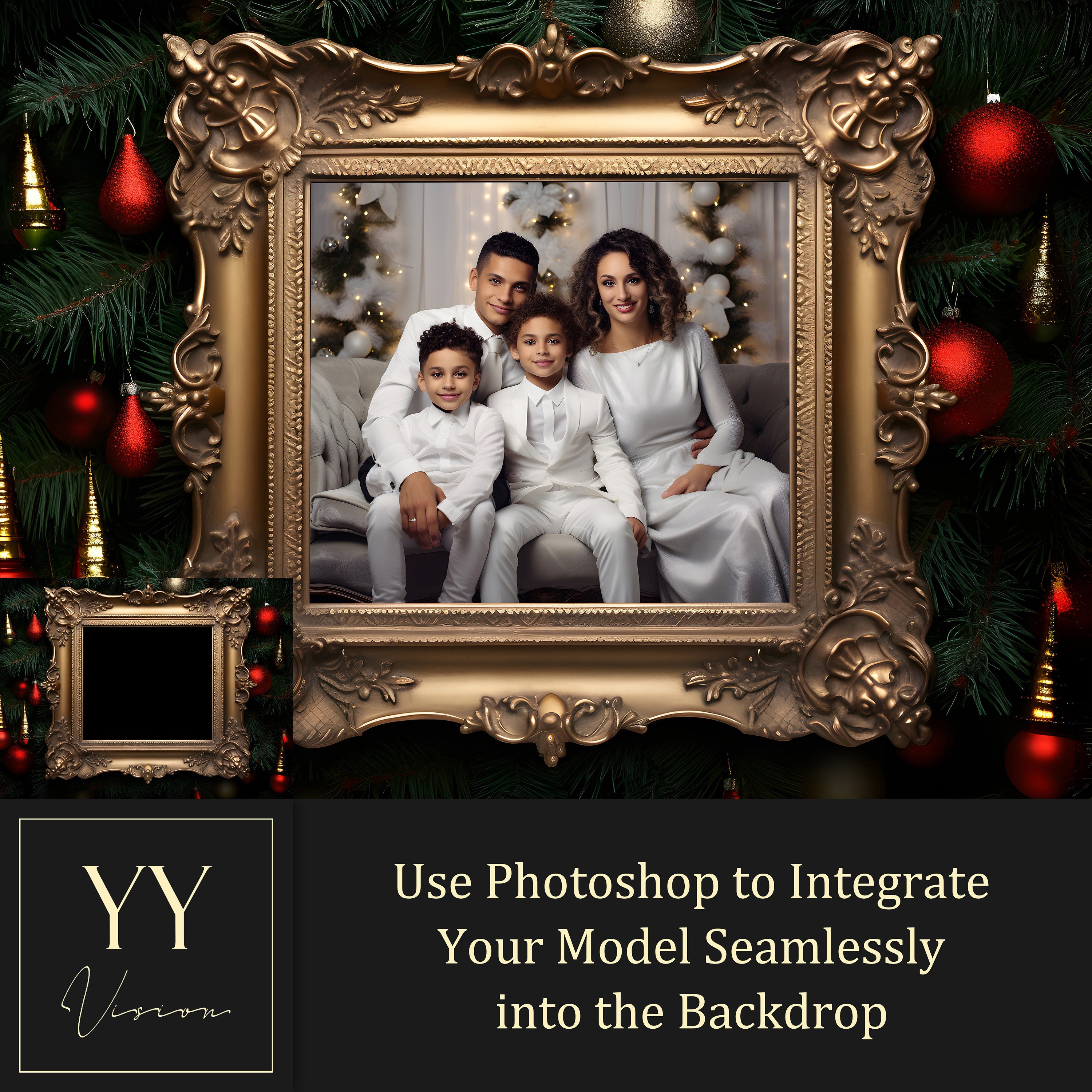 30 Christmas Photo Frame Digital Backdrops Sets for Christmas Gift Family Photography Fine Arts Background