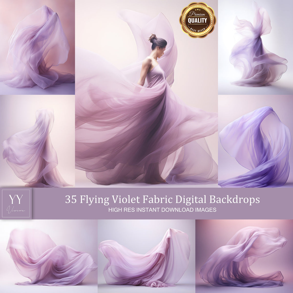 35 Violet Flying Silk Fabric Digital Backdrops Sets for Maternity Photography Fine Arts Wedding Studio Photoshop