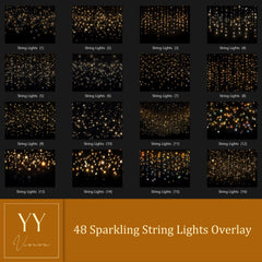 48 Sparkling string lights Overlays Sets for Winter Christmas Holiday Photography Fine Arts Studio Photoshop