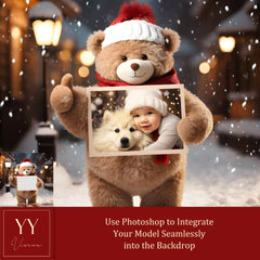 11 Teddy Bear Holding Photo Digital Backdrops Sets for Christmas Gift Family Photography Fine Arts Background