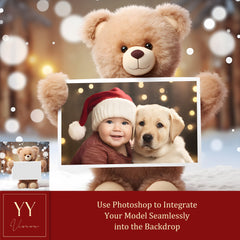 11 Teddy Bear Holding Photo Digital Backdrops Sets for Christmas Gift Family Photography Fine Arts Background