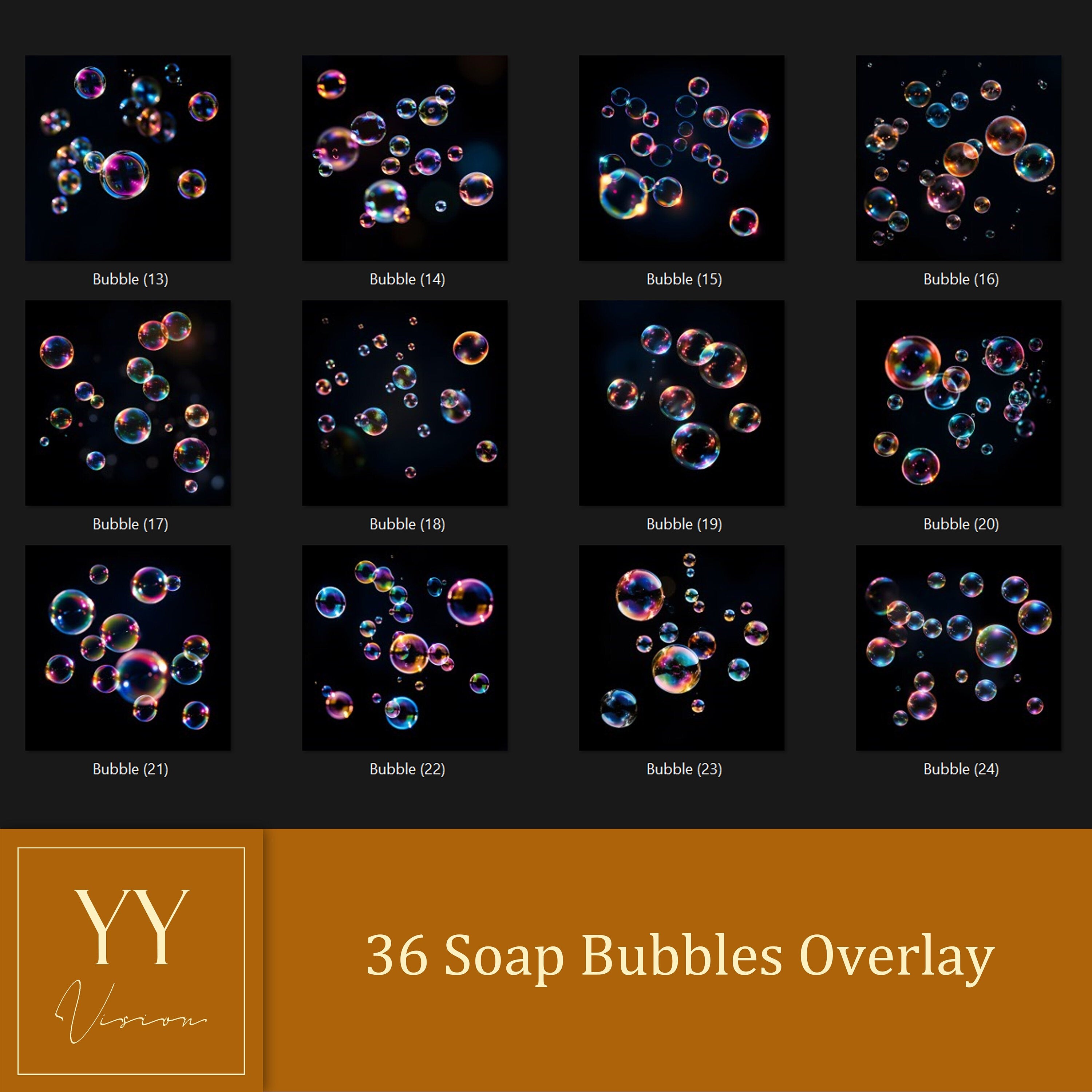 36 Soap Bubbles Overlays Sets for Kids Family Photography Fine Arts Studio Photoshop Editing