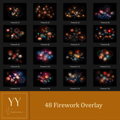 48 Feuerwerk-Overlays-Sets für Weihnachtsfeiertags-Hochzeitsfotografie Photoshop Canvas-Bearbeitung