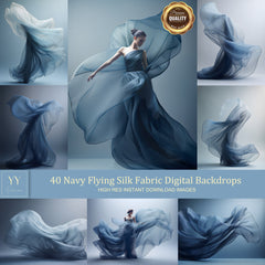 40 ensembles de toiles de fond numériques en tissu de soie volant bleu marine pour la photographie de maternité, les beaux-arts, le studio Photoshop