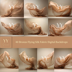 40 Bronze Flying Silk Fabric Digital Backdrops Sets for Maternity Photography Fine Arts Studio Photoshop Background