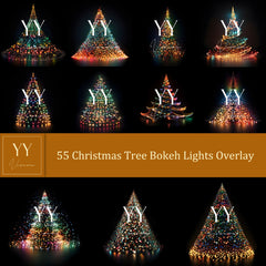 55 Christmas Tree Bokeh lights Overlays Sets for Winter Christmas Holiday Photography Fine Arts Studio Photoshop