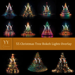 55 Weihnachtsbaum Bokeh Lichter Overlays Sets für Winter Weihnachten Urlaub Fotografie Fine Arts Studio Photoshop