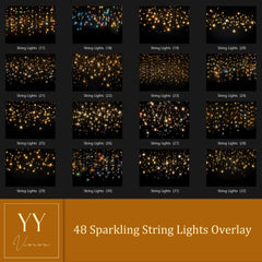 48 Sparkling string lights Overlays Sets for Winter Christmas Holiday Photography Fine Arts Studio Photoshop