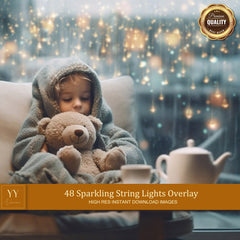 48 Sparkling string lights Overlays Sets for Winter Christmas Holiday Photography Fine Arts Studio Photoshop