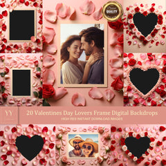 20 Valentines Day Lovers Frame Digital Backdrops Sets for Valentines Gift Family Photography Fine Arts Background