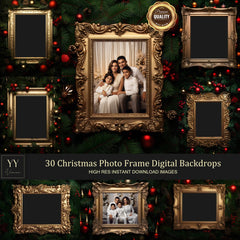 30 Christmas Photo Frame Digital Backdrops Sets for Christmas Gift Family Photography Fine Arts Background