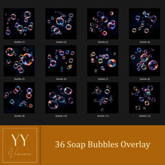 36 Soap Bubbles Overlays Sets for Kids Family Photography Fine Arts Studio Photoshop Editing