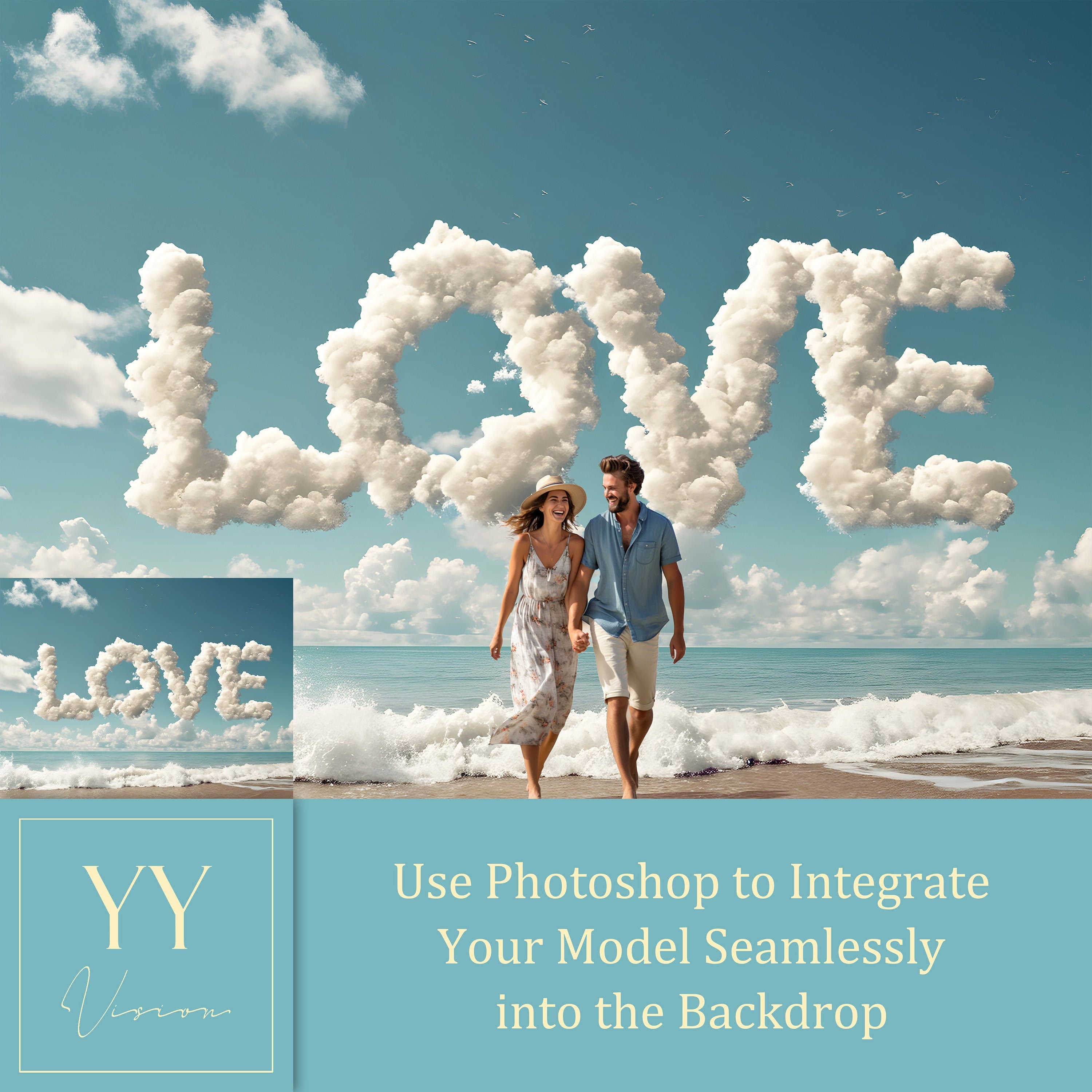 9 Love in the Sky Digital Backdrops Sets for Valentine Day Gift Photography Fine Arts Studio Photoshop Background