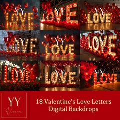 18 Love Letters Digital Backdrops Sets for Valentine Day Gift Photography Fine Arts Studio Photoshop Background