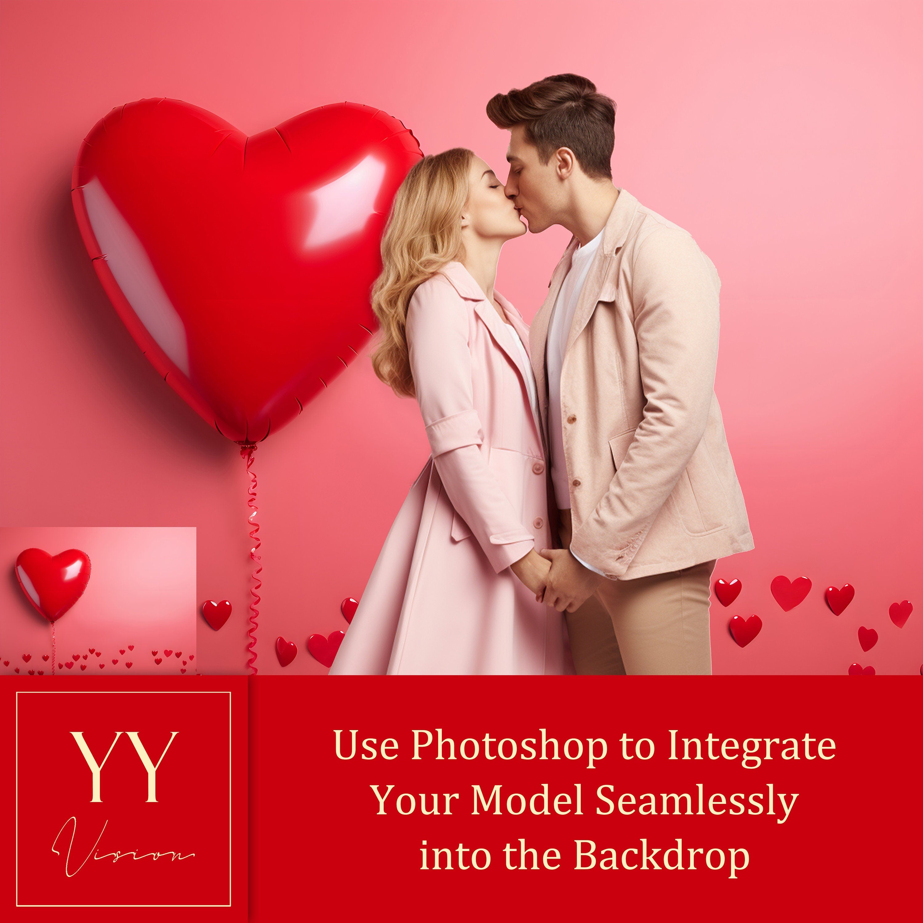 18 Heart Balloon Digital Backdrops Sets for Valentine Day Gift Photography Fine Arts Studio Photoshop Background