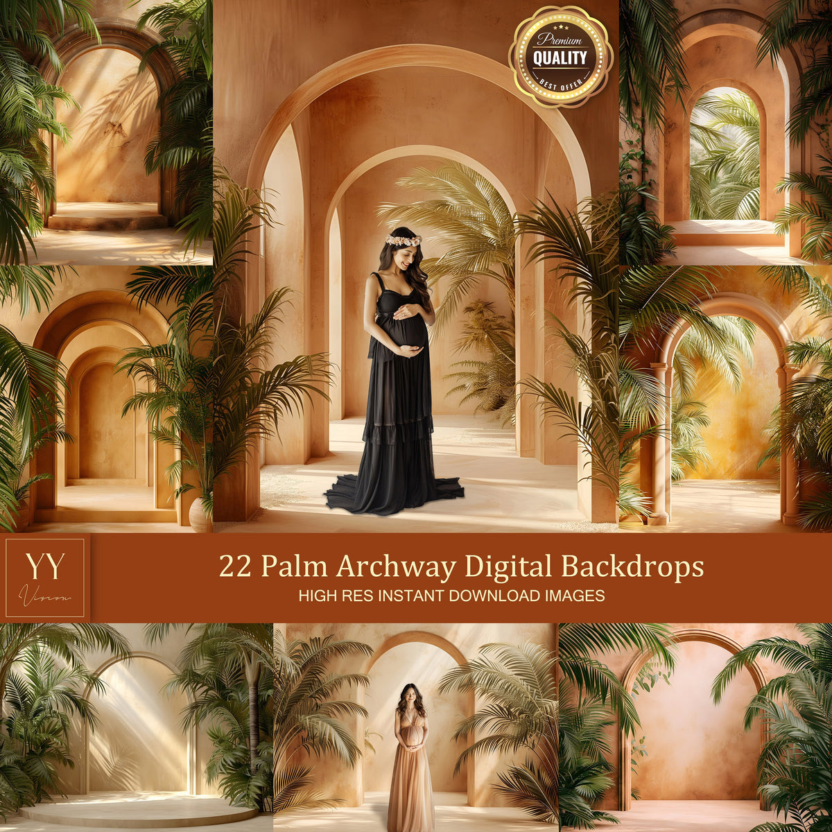 22 Palm Archway Digital Backdrops Sets for Wedding Maternity Photography Digital Backdrop Photoshop Background