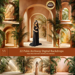 22 Palm Archway Digital Backdrops Sets for Wedding Maternity Photography Digital Backdrop Photoshop Background