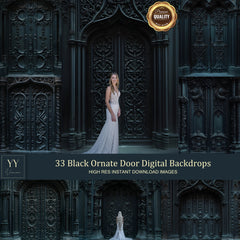 33 Black Ornate Door Digital Backdrops Sets for Wedding Maternity Studio Photography Digital Backdrops Photoshop Background