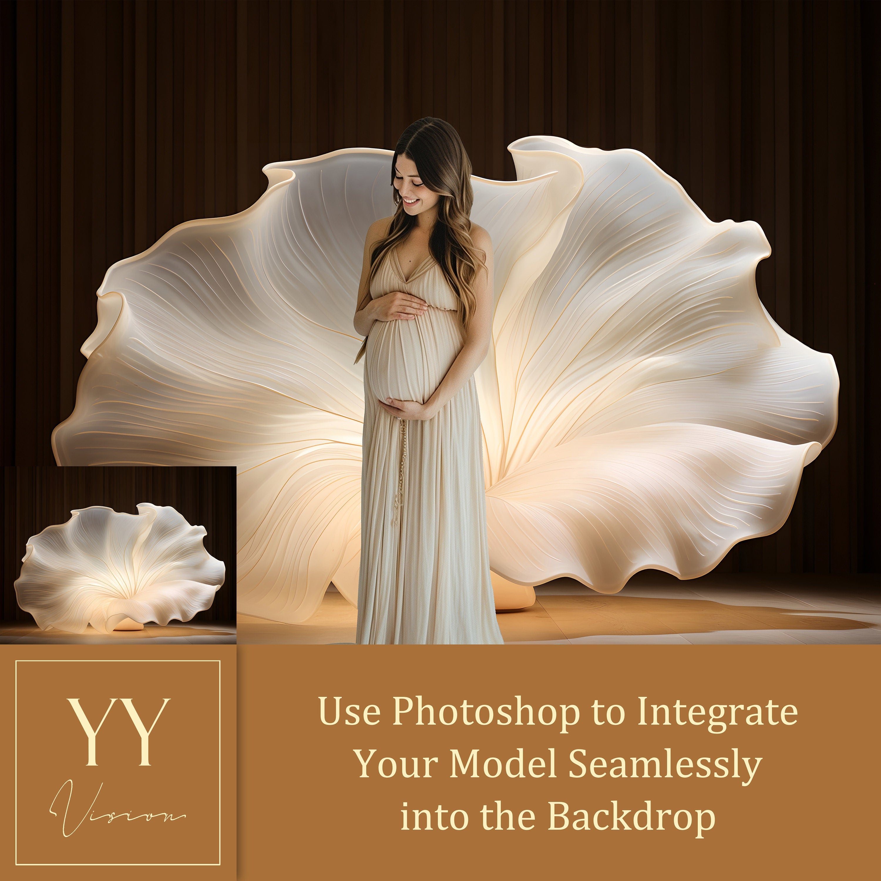 40 Beige Flower Flying Fabric Digital Backdrops Sets for Maternity Photography Fine Arts Studio Photoshop Background