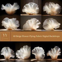 40 Beige Blumen fliegende Stoff digitale Hintergründe Sets für Schwangerschaftsfotografie Fine Arts Studio Photoshop Hintergrund