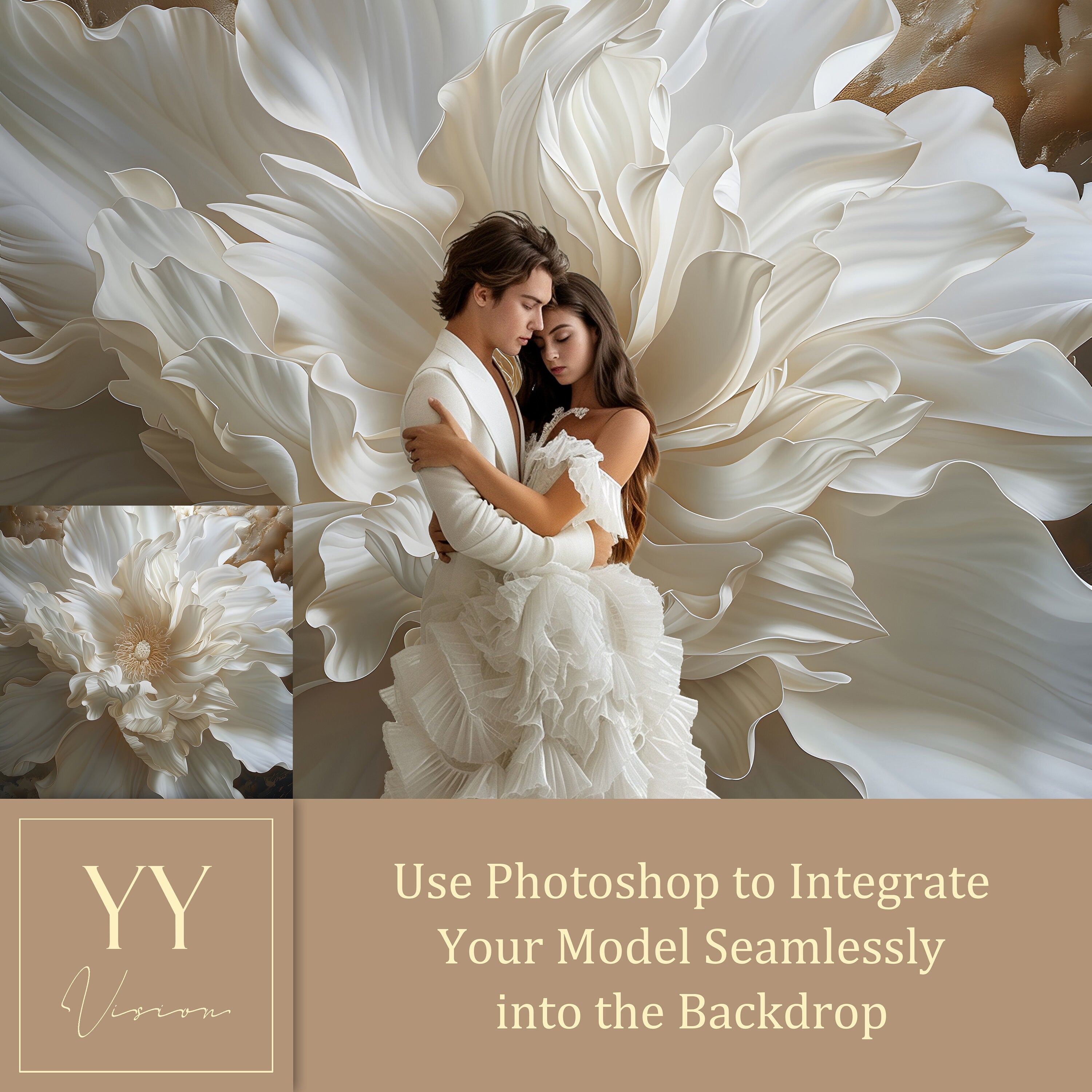 33 Large White Flower Digital Backdrops Sets for Wedding Maternity Studio Photography Digital Backdrops Photoshop Fine Art Background