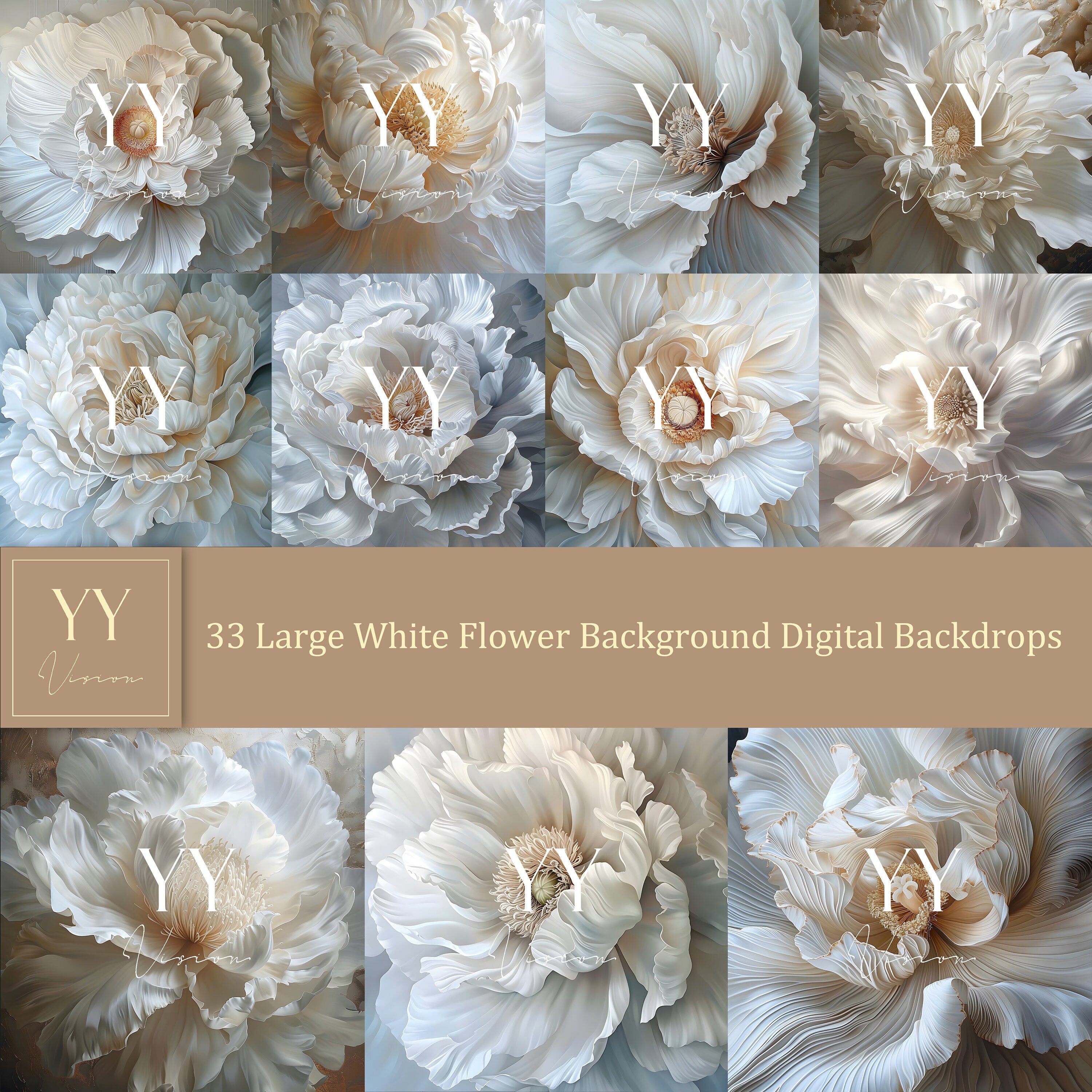 33 große weiße Blumen digitale Hintergründe Sets für Hochzeit Schwangerschaft Studio Fotografie digitale Hintergründe Photoshop Fine Art Hintergrund