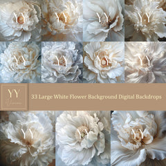 33 grands ensembles de toiles de fond numériques de fleurs blanches pour la photographie de studio de maternité de mariage Toiles de fond numériques Photoshop Beaux-Arts