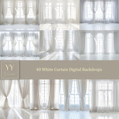 40 White Curtain White Room Digital Backdrops Sets for Maternity Wedding Photography Fine Arts Studio Photoshop Background