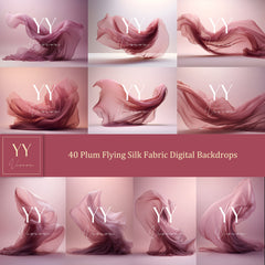 40 Plum Flying Silk Fabric Digital Backdrops Sets for Maternity Photography Fine Arts Studio Photoshop Background