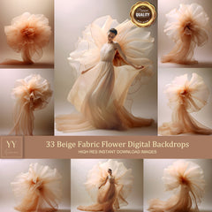 33 Beige Fabric Flower Digital Backdrops Sets for Maternity Photography Fine Arts Wedding Studio Photoshop Editing