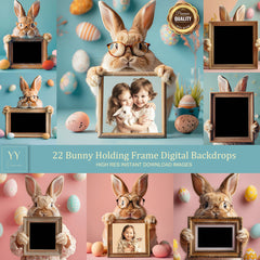 22 Hase trägt Brille Halterahmen Digitale Hintergründe Sets für Ostern Geschenk Familie Kind Fotografie Fine Arts Hintergrund